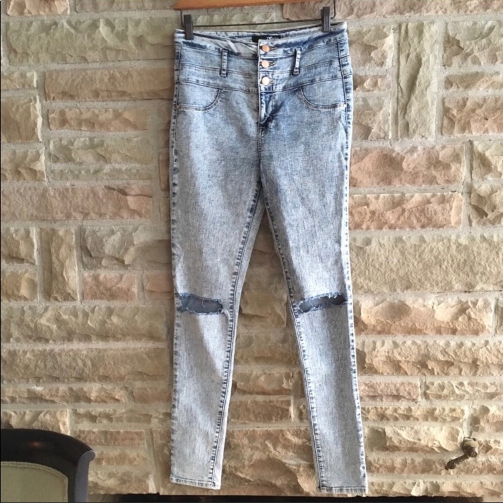 Refuge Hi-waist Acid Wash Distressed Jeans Size 8